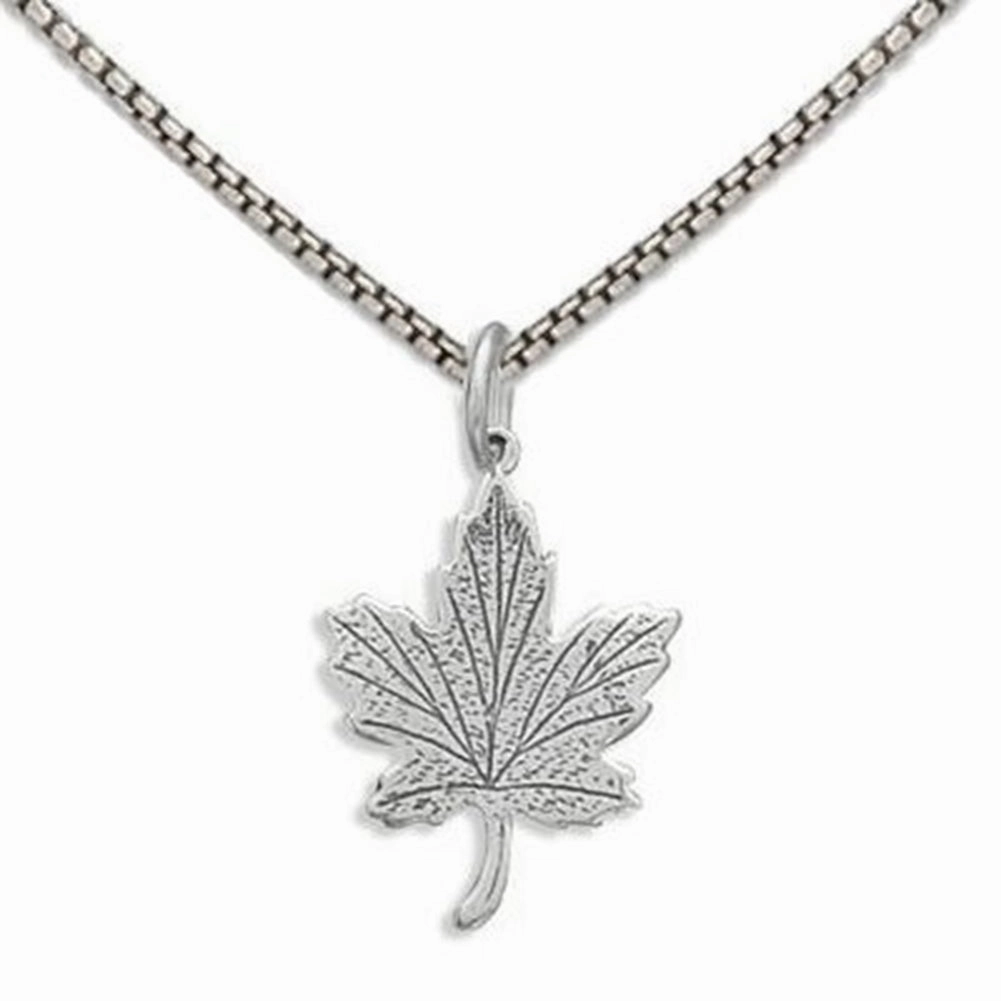 Maple Leaf Charm Necklace Sterling Silver - Includes Chain Blogger Accessory