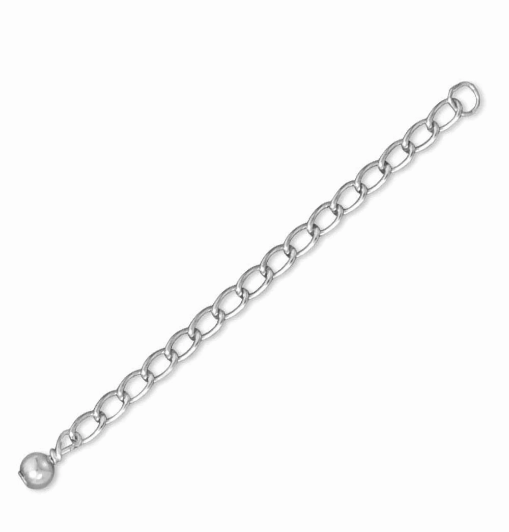 Extender Chain for Bracelets and Necklaces with Polished Bead Rhodium on Sterling Silver Gorgeous Item Modern Accessory