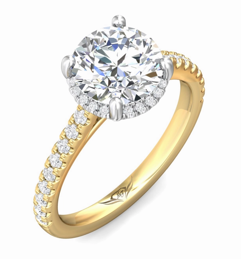 Fresh Look Bremer Jewelry Round Center Hidden Halo Diamond Engagement Ring Setting in 14K Yellow/White Gold (0.34ctw)