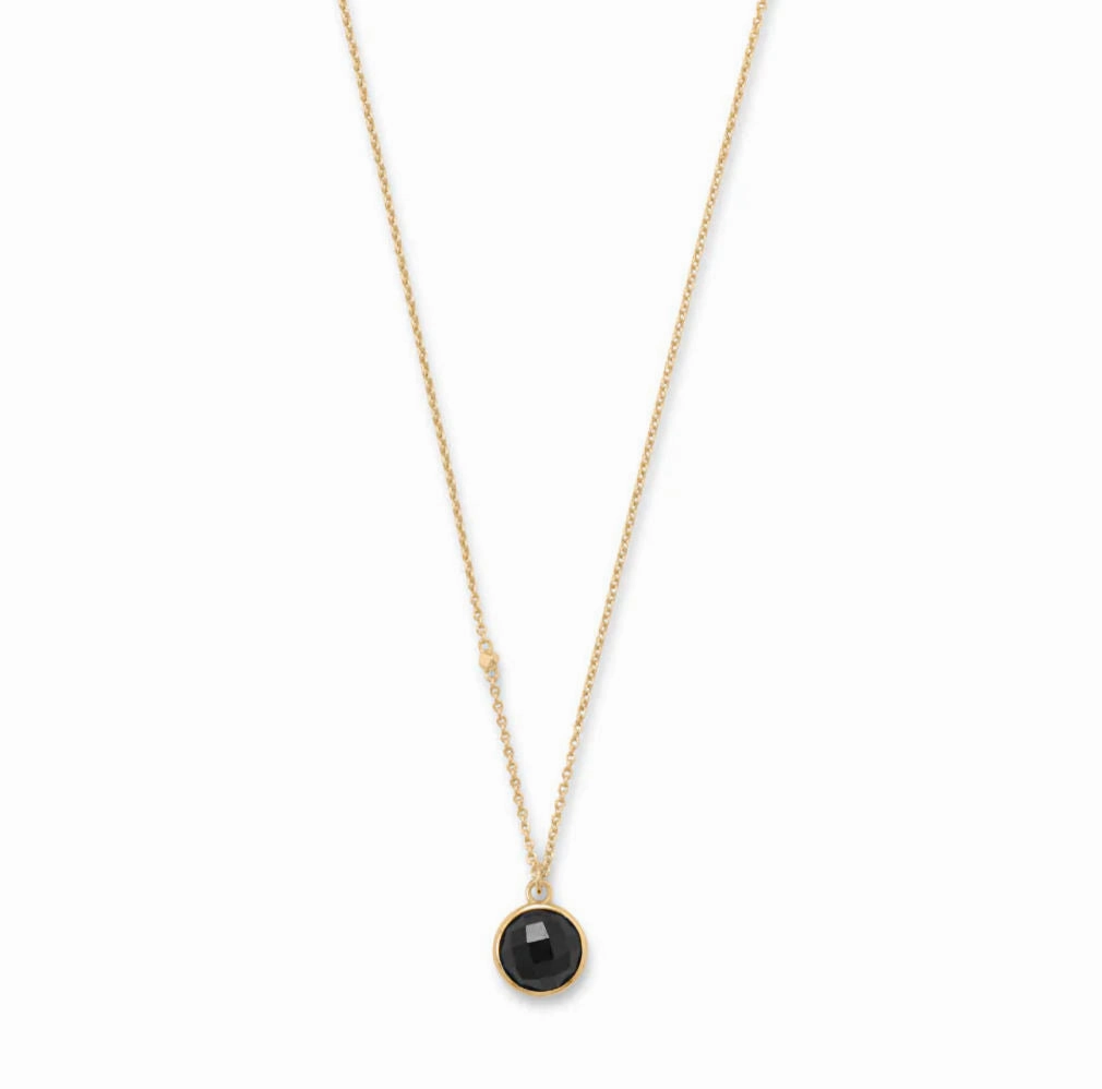 Faceted Black Onyx Necklace Adjustable Length Gold-plated For Boss Peaceful Style