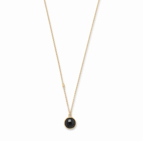 Faceted Black Onyx Necklace Adjustable Length Gold-plated For Boss Peaceful Style