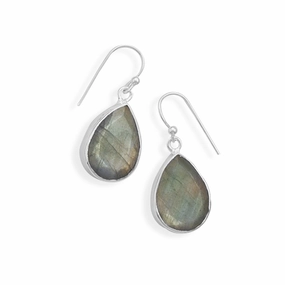 Durable Look Faceted Labradorite Sterling Silver Teardrop Earrings