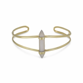 Harmonious Composition Budget Option Gray Moonstone Spike Cuff Bracelet Gold-plated Sterling Silver