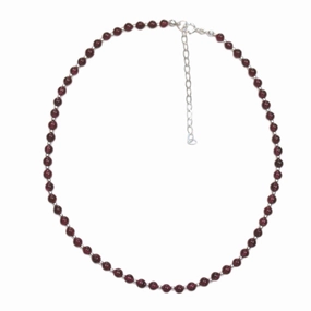 Garnet Bead Necklace Sterling Silver Length January Birthstone Premium Jewelry
