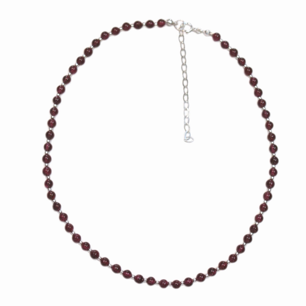Garnet Bead Necklace Sterling Silver Length January Birthstone Premium Jewelry