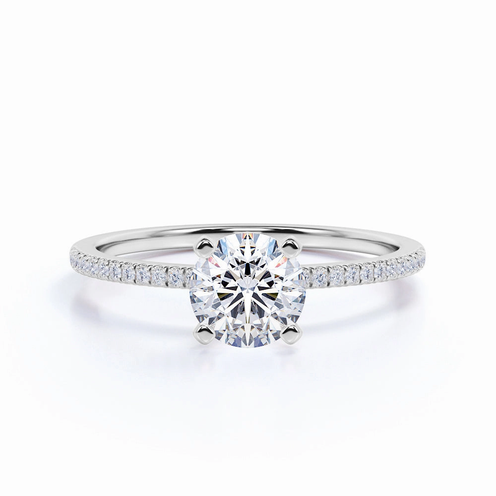 Modern Texture Solitaire 1 Ct Round Cut Diamond Engagement Ring