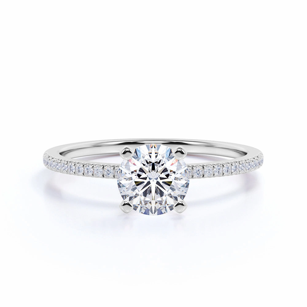 Solitaire 1 Ct Round Cut Diamond Engagement Ring simple design Exquisite Art