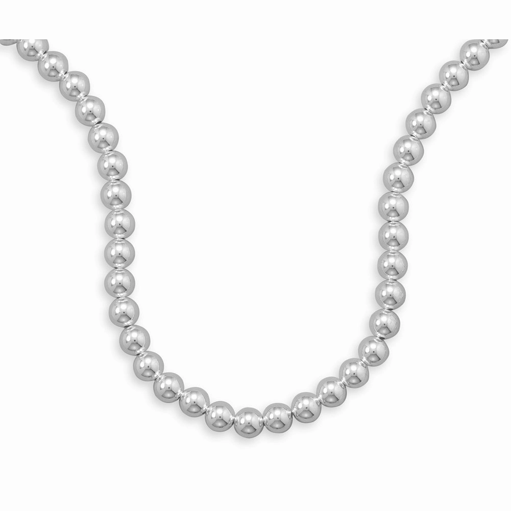 Timeless Appeal Creative Mind Ball 10mm Bead Sterling Silver Necklace Made in the USA