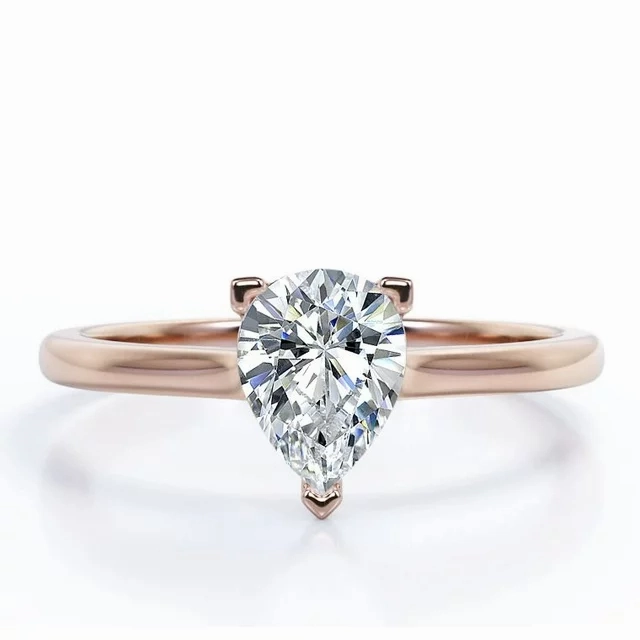Traditional Work Low-Cost Design Classic 1 Carat Pear Cut Moissanite Solitaire Engagement Ring