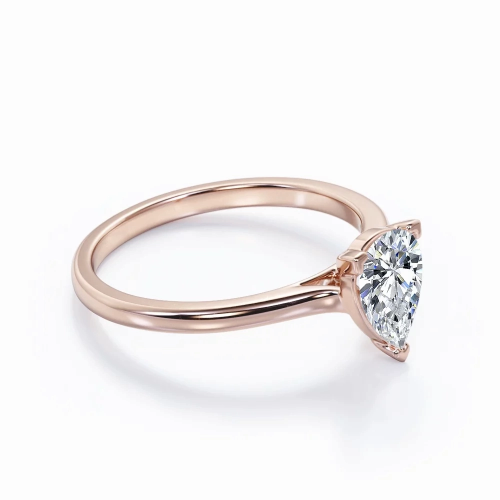 Classic 1 Carat Pear Cut Moissanite Solitaire Engagement Ring Amazing Design