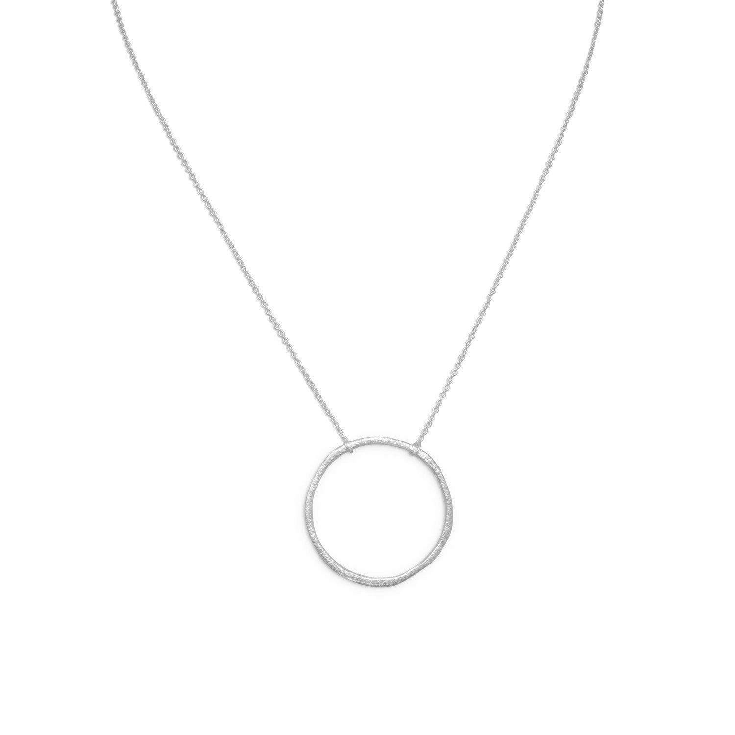 Circle Pendant Necklace Hammered Texture Sterling Silver Ideal Adornment Friend Gift