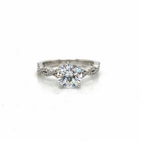 Soft Appeal Clean Accent Round Center Side Stone Diamond Engagement Ring Setting in 14K White Gold (.18ctw)