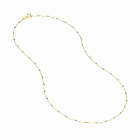 Versatile Accent Artistic Style 14k Gold Two-tone Satellite Chain Necklace 1.8mm, 20-inch Length