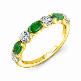 Precious Collection 1-Row Oval Shaped Emerald Fashion Ring Feminine Glow