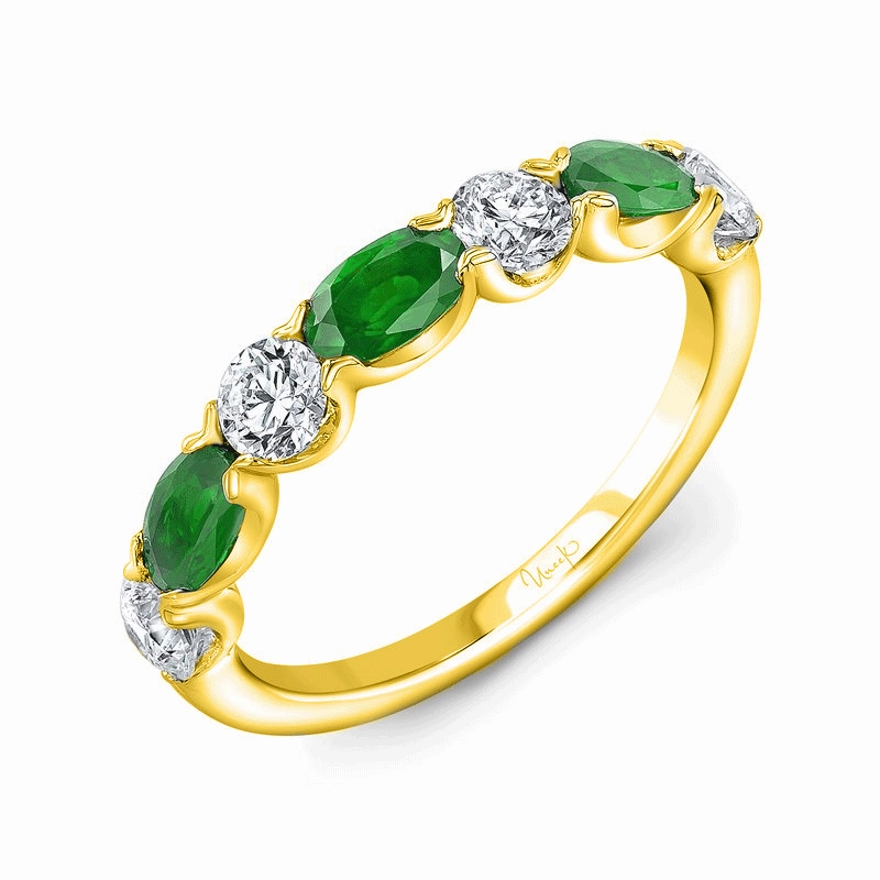 Precious Collection 1-Row Oval Shaped Emerald Fashion Ring Feminine Glow