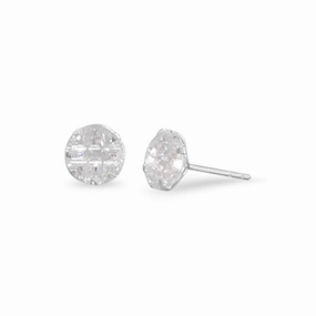Nine Cut 9 Cut Round 8mm Cubic Zirconia Sterling Silver Stud Earrings Delicate Accessory Stylish Feature