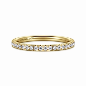 Glam Pairing Fashion Look 14K Yellow Gold Diamond Matching Wedding Band