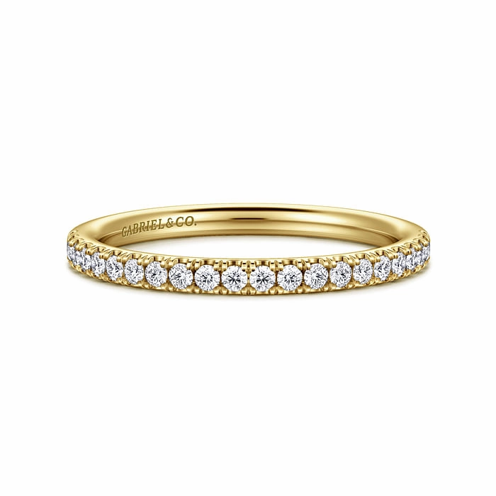 Glam Pairing Fashion Look 14K Yellow Gold Diamond Matching Wedding Band