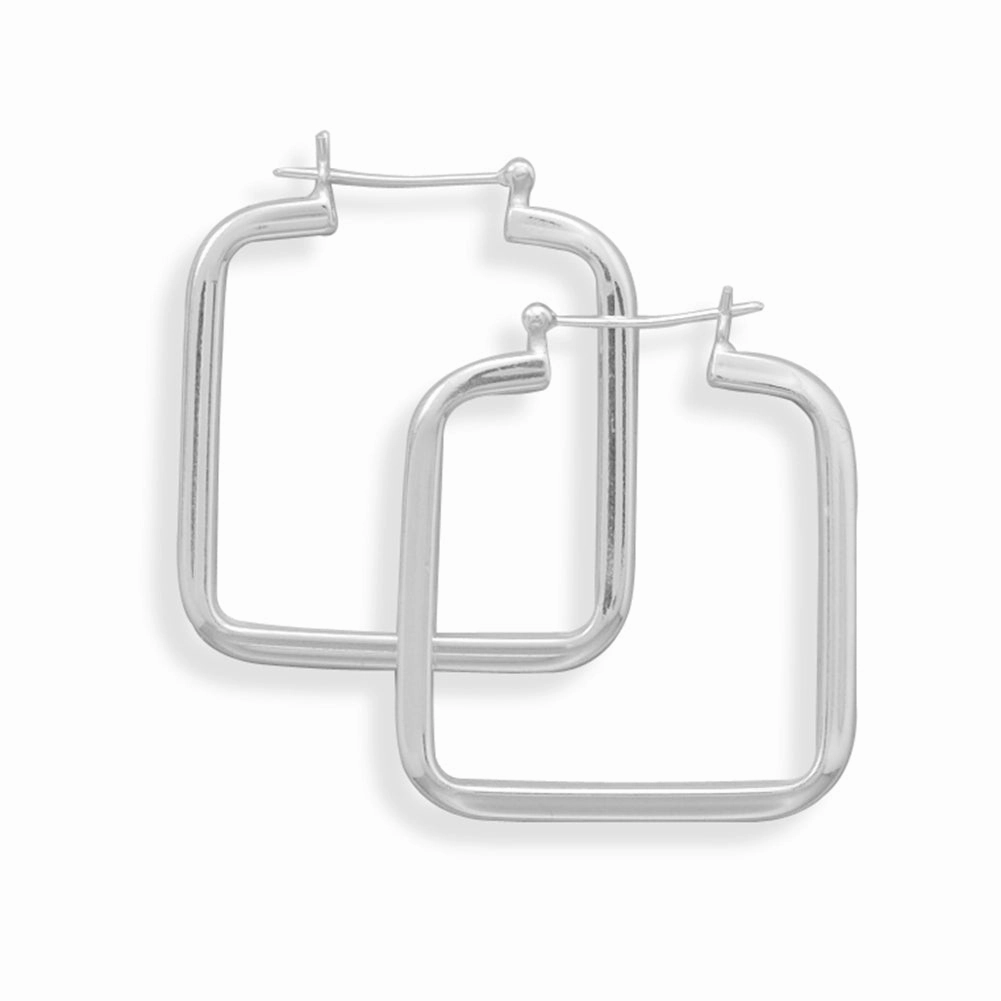 Handsome Trinket Large Square Shape Square Tube Hoop Earrings with Snap Posts