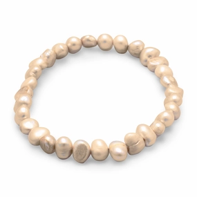 Design Narrative Immediate Delivery Tan Dyed Freshwater Cultured Freshwater Pearl Stretch Bracelet