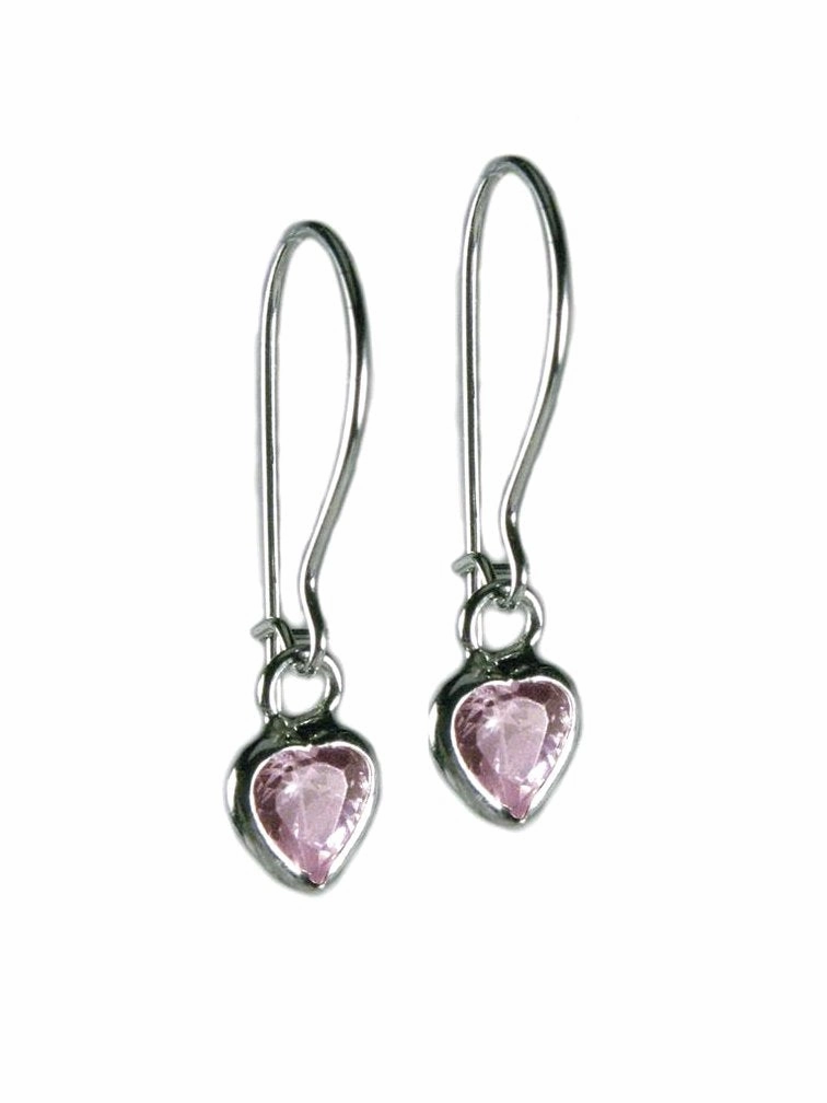 Summer Ornament Sophisticated Finish Pink Cubic Zirconia and Sterling Silver Heart Earrings