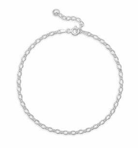 Figaro Figure 8 Chain Anklet Sterling Silver Adjustable Length Polished Delicate Artistry