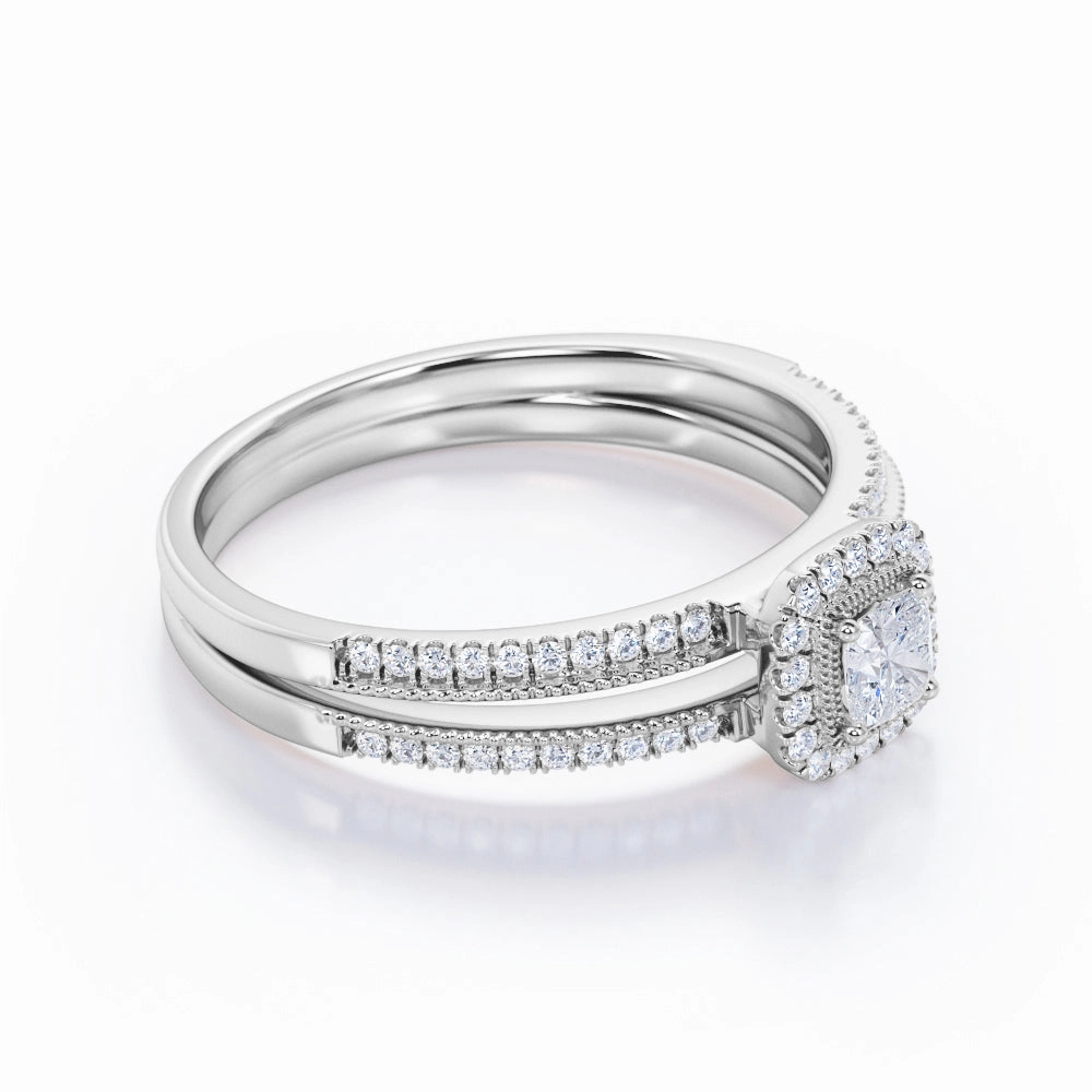 Vintage 1 Ct Cushion Cut Diamond Engagement Ring Petite Gift