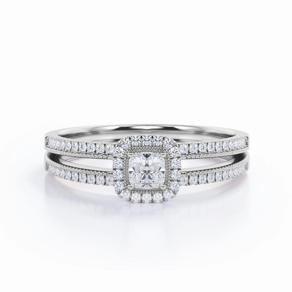 Vintage 1 Ct Cushion Cut Diamond Engagement Ring Chic Accent