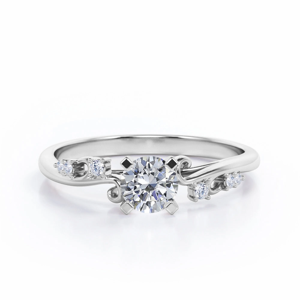 Unique Four Prong 0.35 Carat Round Cut Diamond Seven Stone Engagement Ring In Rose Gold Stylish Design