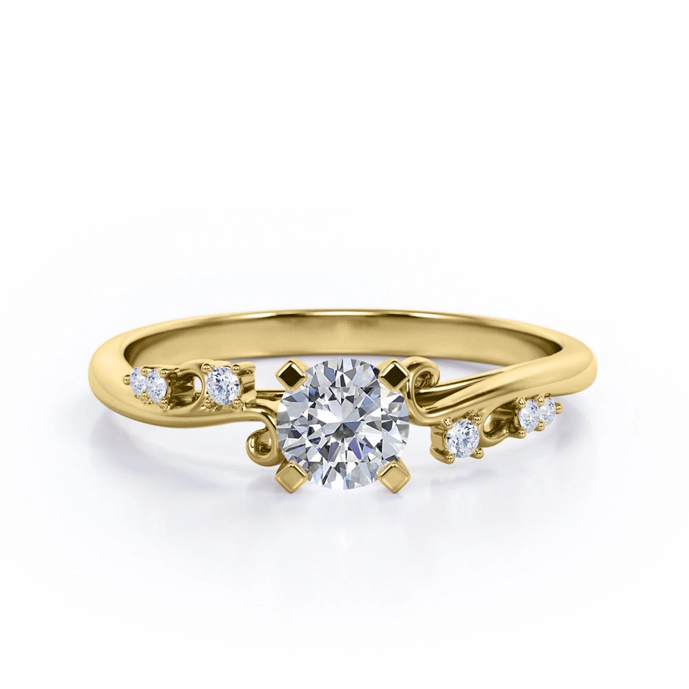 Contemporary Bauble Unique Four Prong 0.35 Carat Round Cut Diamond Seven Stone Engagement Ring In Rose Gold