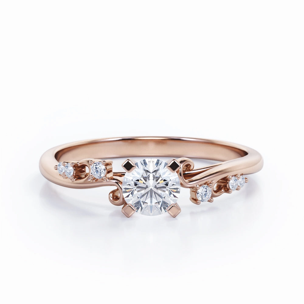 Unique Four Prong 0.35 Carat Round Cut Diamond Seven Stone Engagement Ring In Rose Gold Celebration Gift