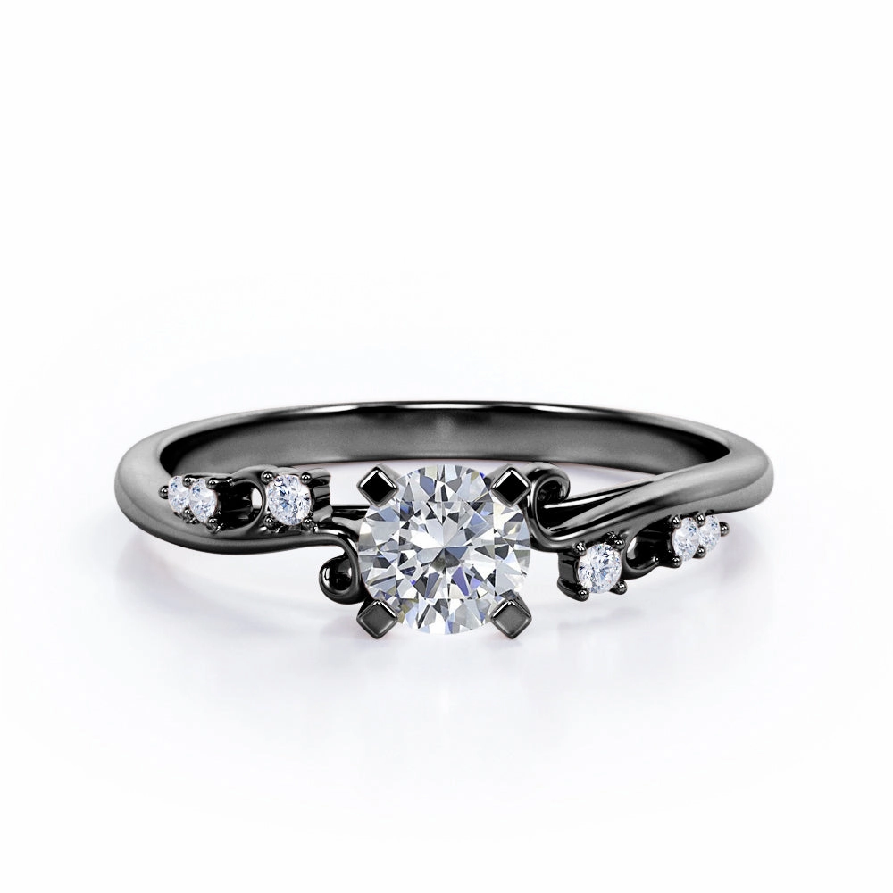 Modern Edge Unique Four Prong 0.35 Carat Round Cut Diamond Seven Stone Engagement Ring In Rose Gold