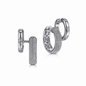 Elegant Features Luxe Finish Sterling Silver Bujukan White Sapphire Huggies Earrings