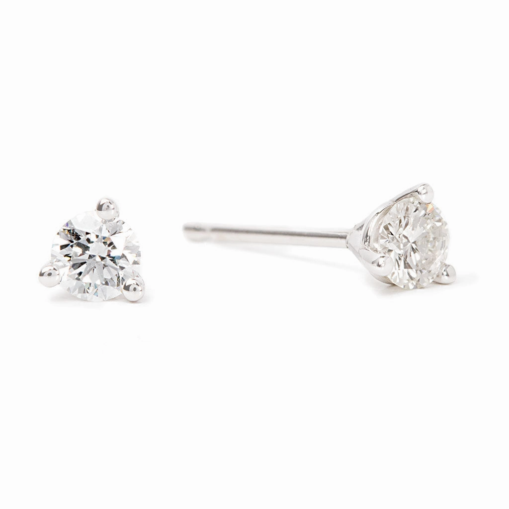Bremer Jewelry 1/4ctw Round Solitaire/Stud Diamond Earrings in 14K White Gold (0.27ctw) Romantic Accessory