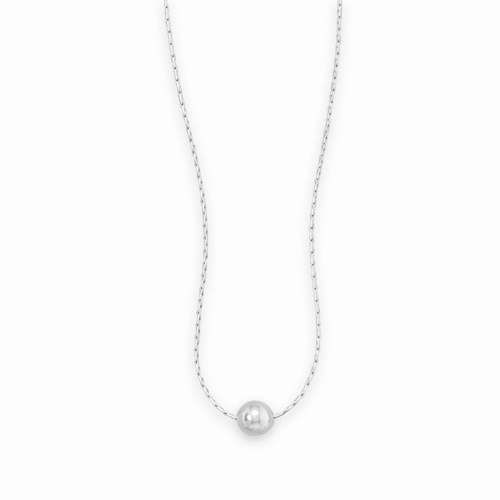 Stunning Accessory Layered Look Single Polished Bead Necklace with Cardano Chain Rhodium on Sterling Silver - Nontarnish