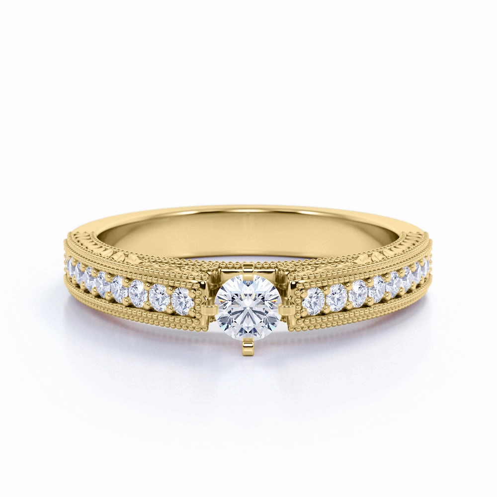 Modern Jewelry Classic Solitaire 0.75 ct TDW Round Cut Diamond Pave Set Engagement Ring in 10K Black Gold