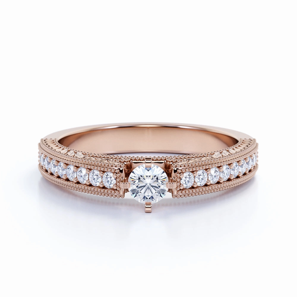 Creative Edge Classic Solitaire 0.75 ct TDW Round Cut Diamond Pave Set Engagement Ring in 10K Black Gold