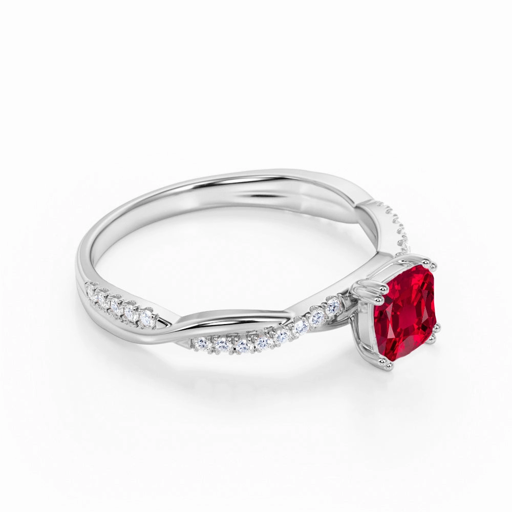 Infinity 1.25 ct Cushion Lab-Created Ruby Pave Engagement Ring Lustrous Shine Elegant Present