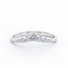 Five Stone 0.15 TCW Round Cut Curved Stackable Ring Formal Style