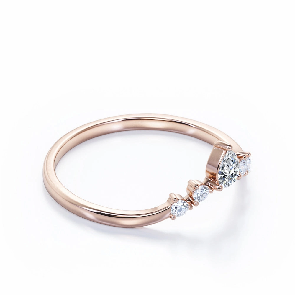 Premium item Beautiful Expression Five Stone 0.15 TCW Round Cut Curved Wedding Band