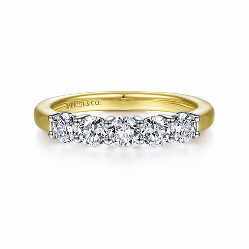 Graceful Vibe 14K White-Yellow Gold 5 Stone Diamond Anniversary Band