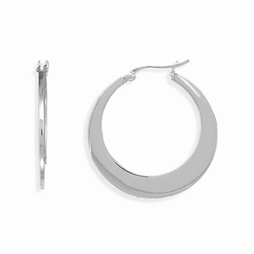 Flat Hoop Earrings Sterling Silver with Click Post Closure Exquisite Decor