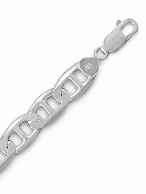 Urban Night Glossy Jewelry Flat Marina Mariner 250 Sterling Silver Chain Necklace 10mm Width