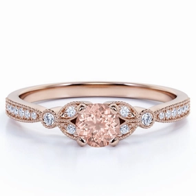 investment piece Vintage 1 ct Round Created Morganite Flower Engagement Ring