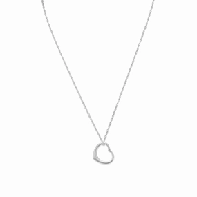 Floating Heart Necklace Sterling Silver - Rope Chain Included Premium item Daily Present