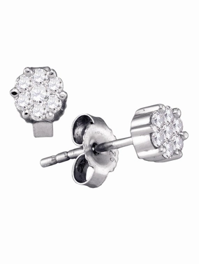 Flower Cluster Diamond Stud Earrings 1/6 ctw 4mm Large Accent