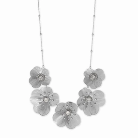 Occasion Gemmed Jewelry Flower Necklace with Crystals and Satellite Saturn Bead Chain