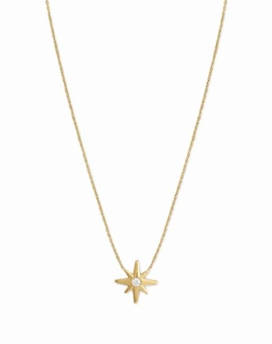 Work Gift Star Necklace with Cubic Zirconia Gold-plated Sterling Silver Adjustable Length