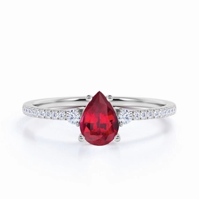 1.25 ct Pear Lab-Created Ruby Pave Engagement Ring Artisan Product Stylish Object