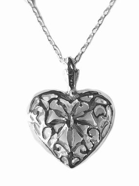 Exquisite Item Filigree Heart Necklace with Reversible Pendant Sterling Silver